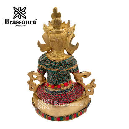 Brass Gem Stone Work Kuber Idol for Home and Decor Weight 5 Kg Height 31 cm