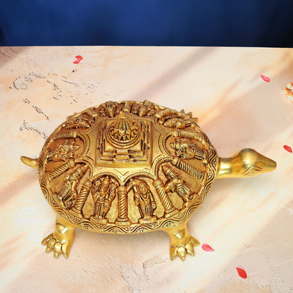 BRASS DASHAVATAR TORTOISE IDOL 6 INCH UNIQUE AND BEAUTIFUL DECORATIVE STATUE