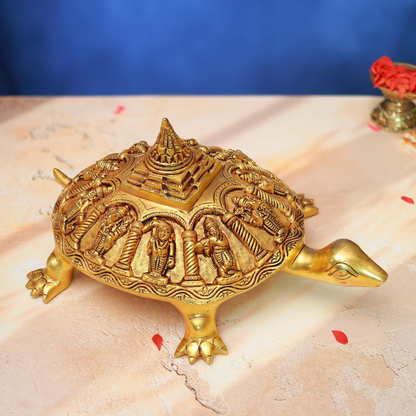 BRASS DASHAVATAR TORTOISE IDOL 6 INCH UNIQUE AND BEAUTIFUL DECORATIVE STATUE