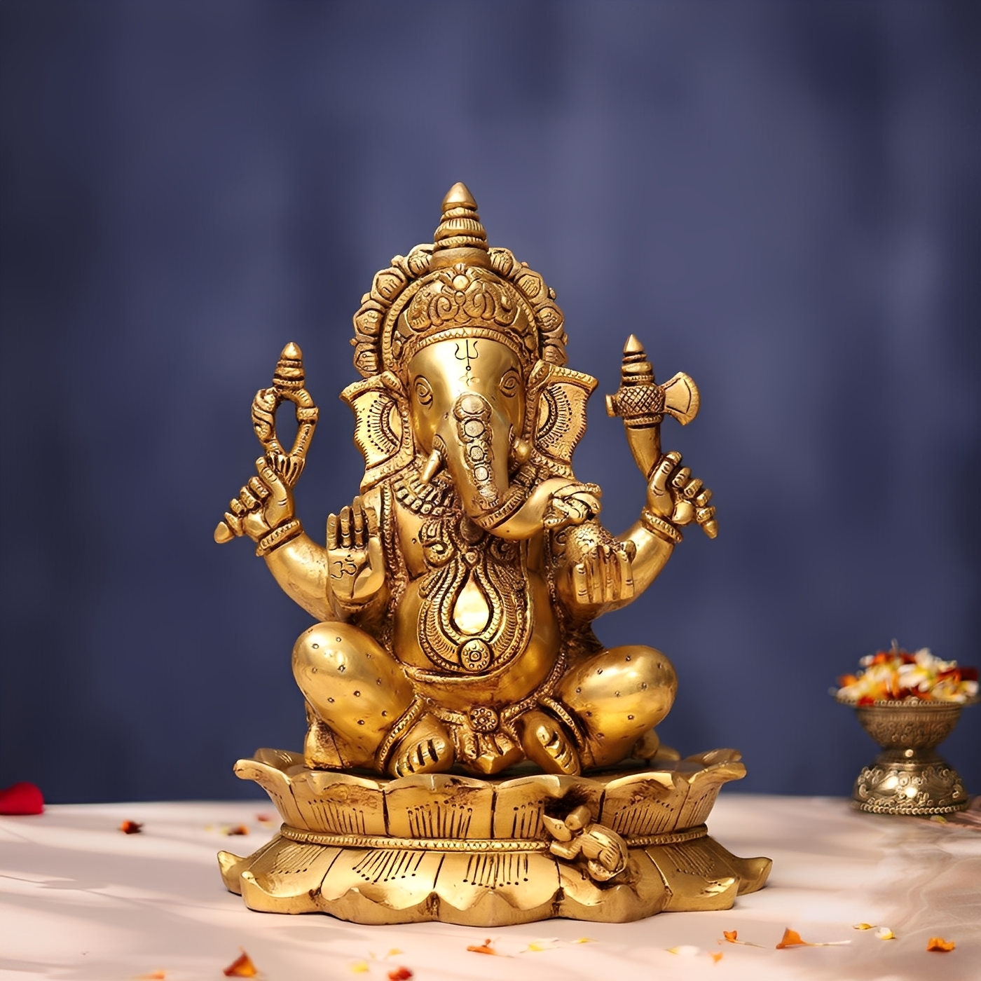 ब्रासौर® भगवान गणेश ब्रास आइडल सजावटी मूर्ति | शुद्ध पीतल | ऊंचाई 11 इंच और वजन 8 किग्रा