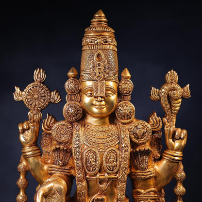 Brassaura® Brass Tirupati Balaji Idol | Height 39 Inches & Weight 37 kg