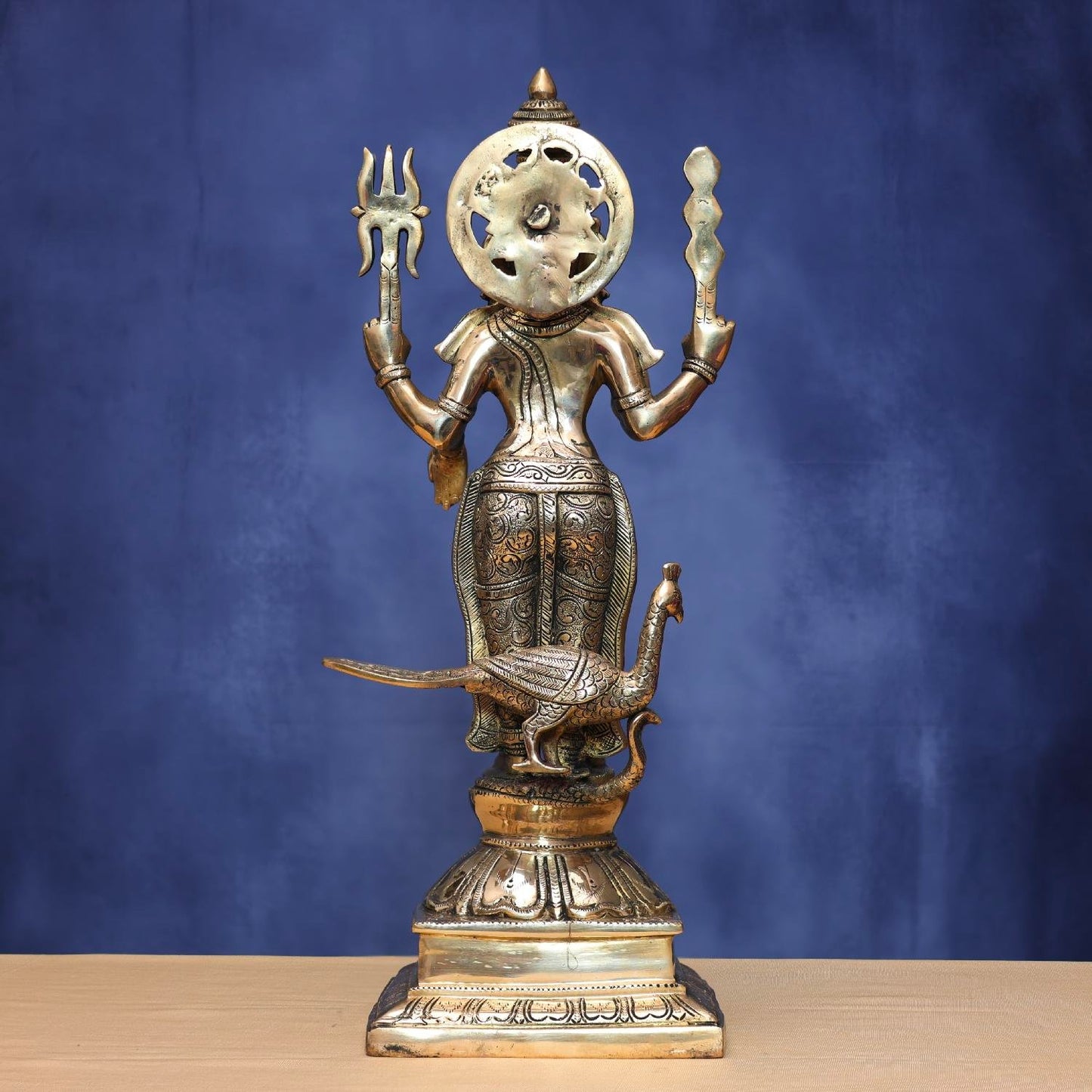 ANTIQUE BRASS MURUGAN IDOL HEIGHT 23.5 INCHES