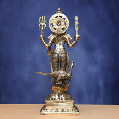 ANTIQUE BRASS MURUGAN IDOL HEIGHT 23.5 INCHES
