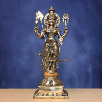 ANTIQUE BRASS MURUGAN IDOL HEIGHT 23.5 INCHES