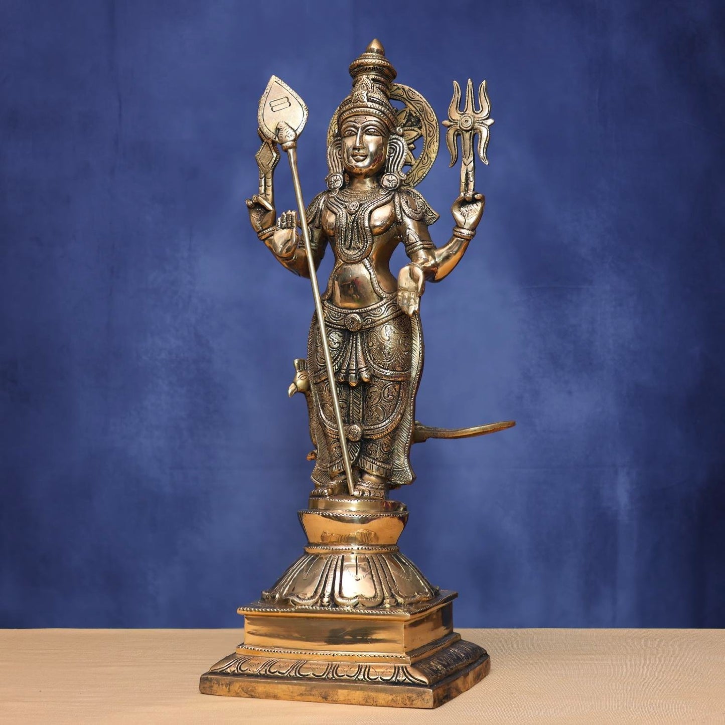 ANTIQUE BRASS MURUGAN IDOL HEIGHT 23.5 INCHES