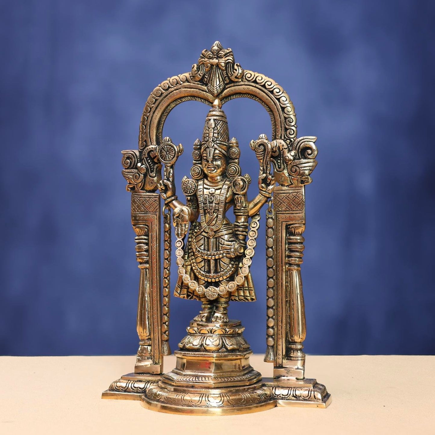 ब्रासौर® ब्रास तिरुपति बालाजी मूर्ति | ऊँचाई 14 इंच और वज़न 5.150 किलोग्राम