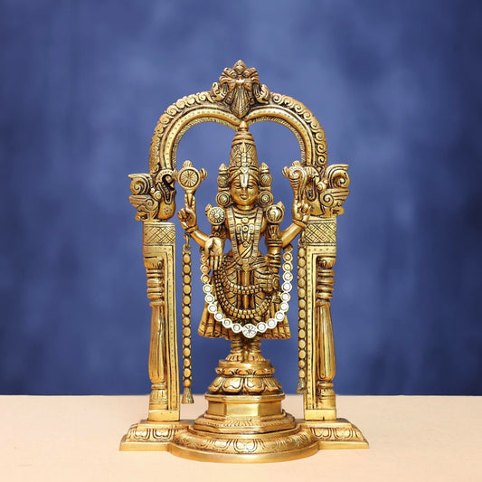 Brassaura® Tirupati Balaji Idol with Ornate Frame | Height 14 Inches