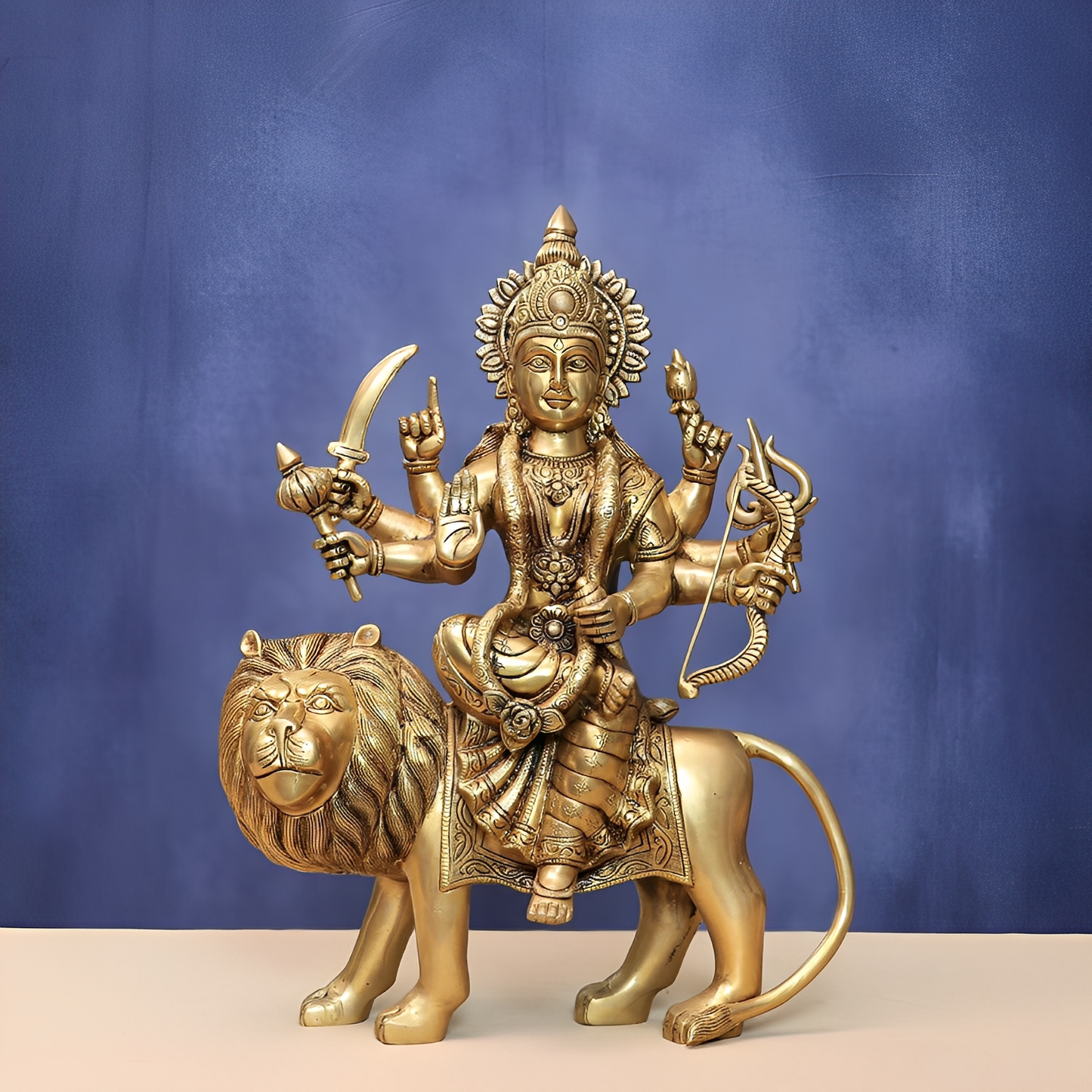 BRASS DURGA IDOL HEIGHT 18.5 INCHES