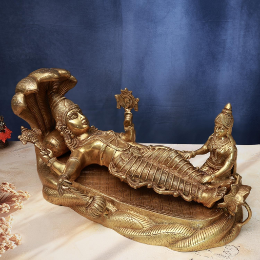 BRASS VISHNU LAXMI IDOL HEIGHT 10 INCHES