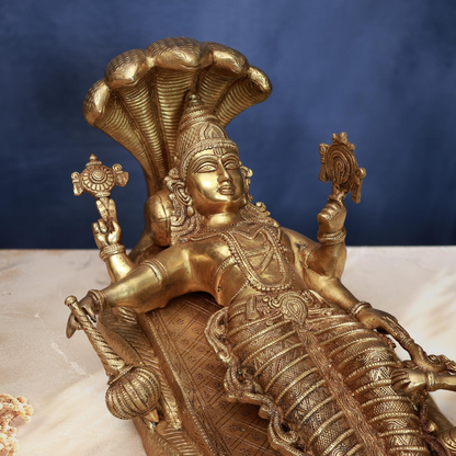 BRASS VISHNU LAXMI IDOL HEIGHT 10 INCHES
