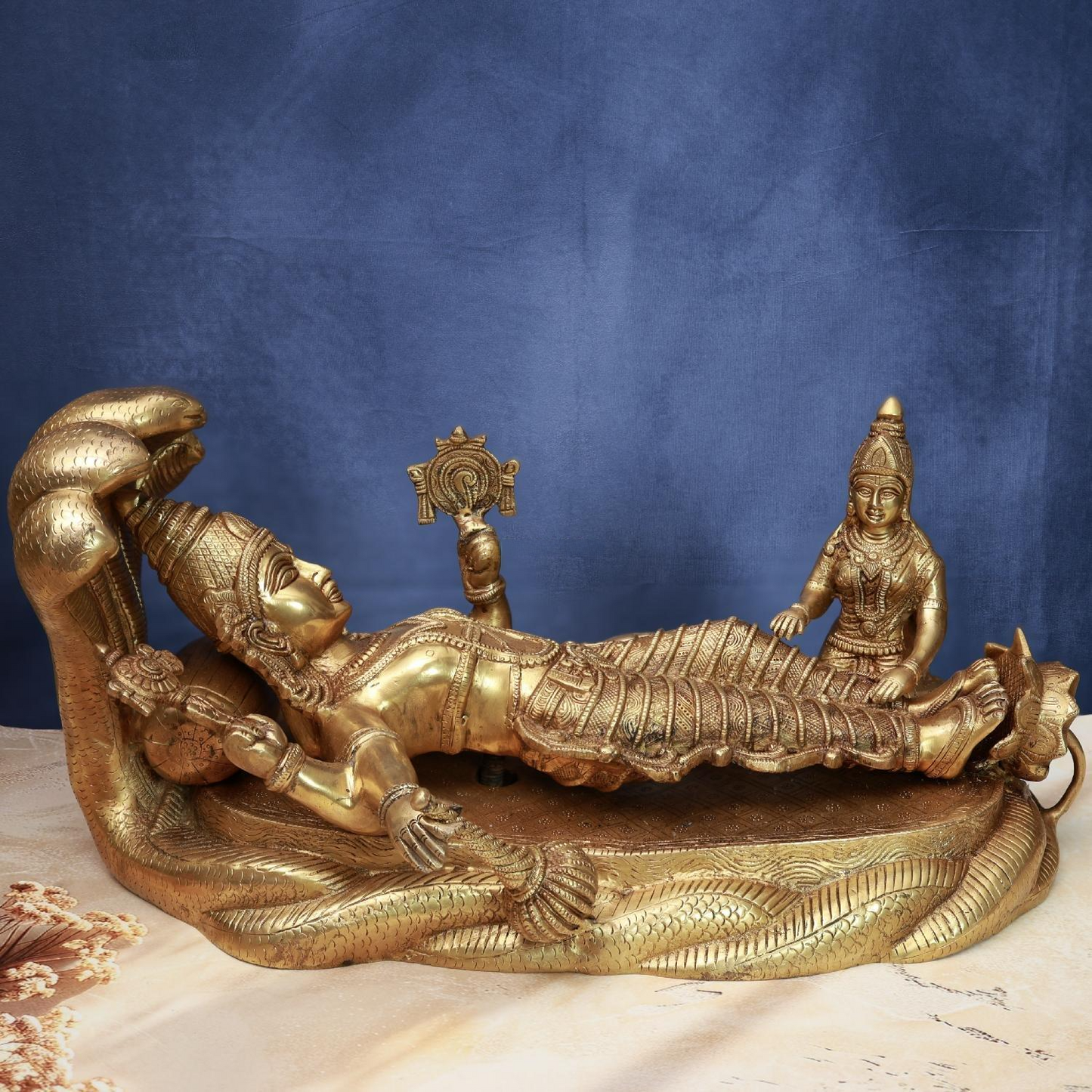 BRASS VISHNU LAXMI IDOL HEIGHT 10 INCHES