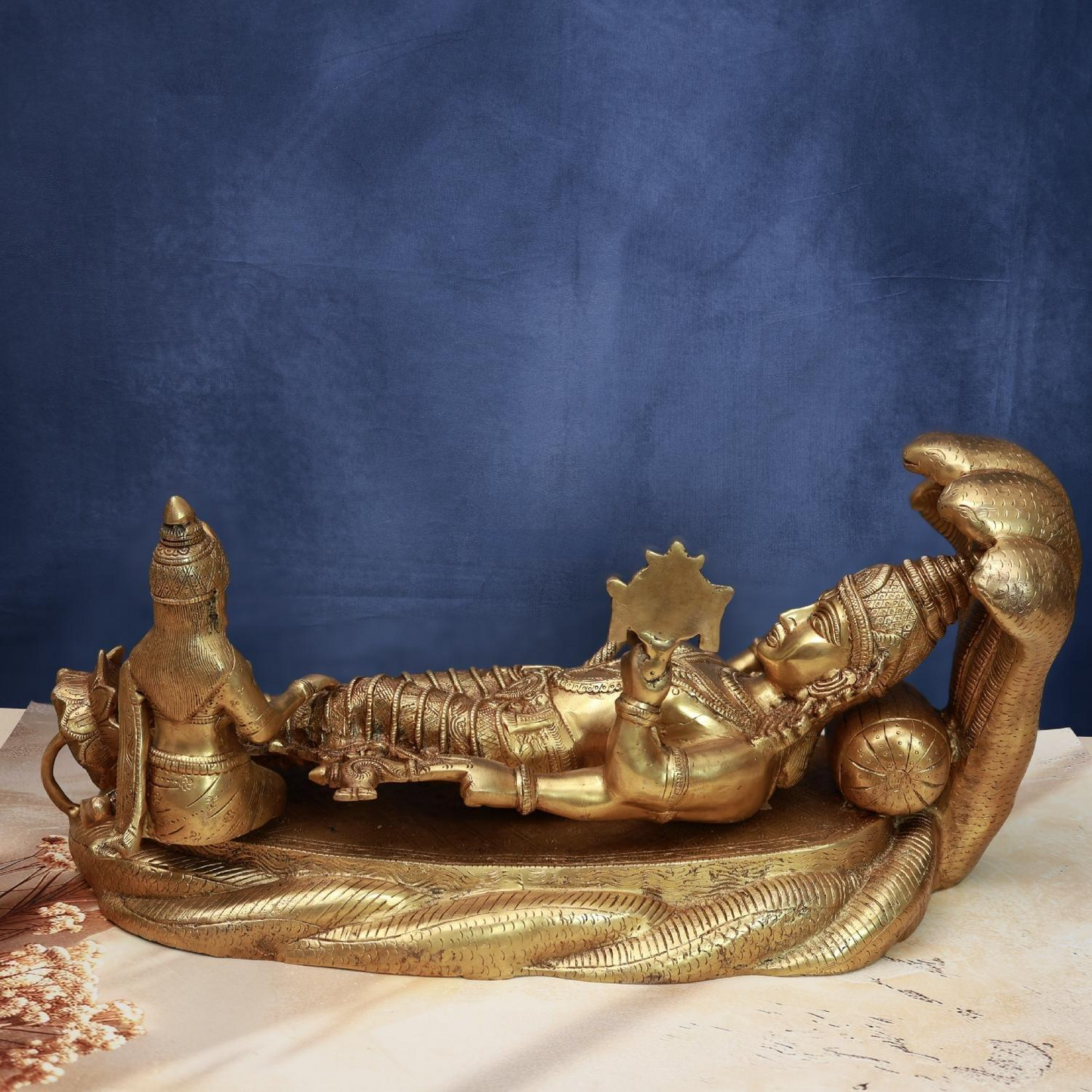 BRASS VISHNU LAXMI IDOL HEIGHT 10 INCHES