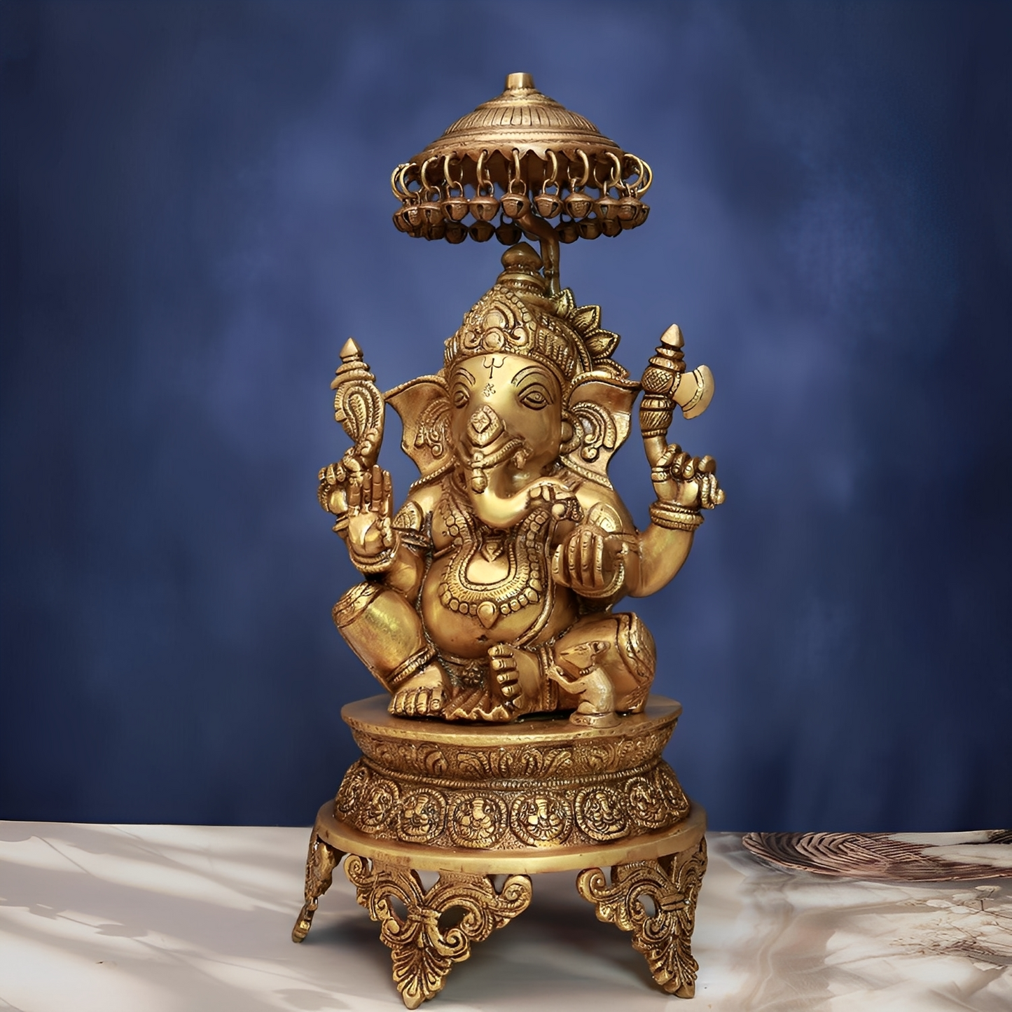 Brassaura® Lord Ganesha Brass Idol Decorative Murti | Pure Brass | Height 18 Inches & Weight 11.3 kgs