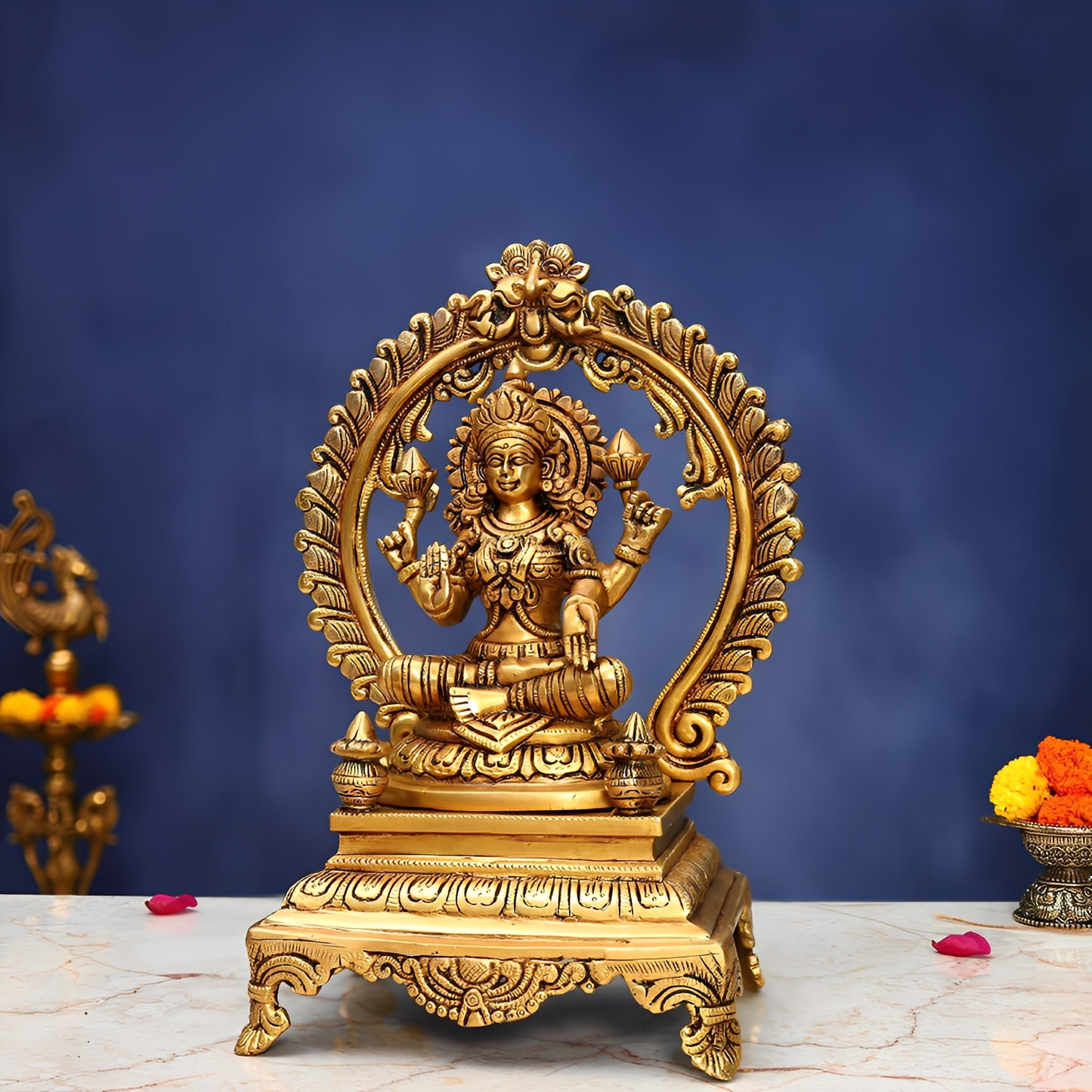 BRASS LAXMI IDOL 13 INCH DIVINE AND BEAUTIFUL DECORATIVE MURTI STATUE