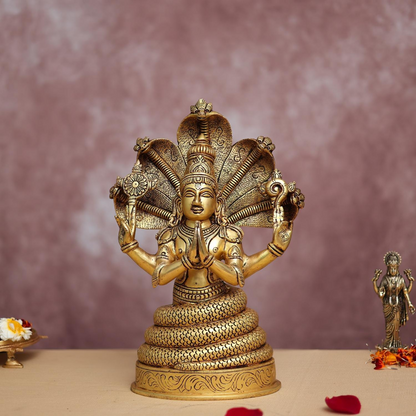 PATANJALI BRASS STATUE 11.8 INCHES HEIGHT HANDCRAFTED YOGA MEDITATION DECOR