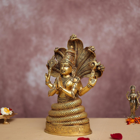 पतंजलि पीतल की मूर्ति 11.8 इंच ऊँची हस्तनिर्मित योग ध्यान सजावट