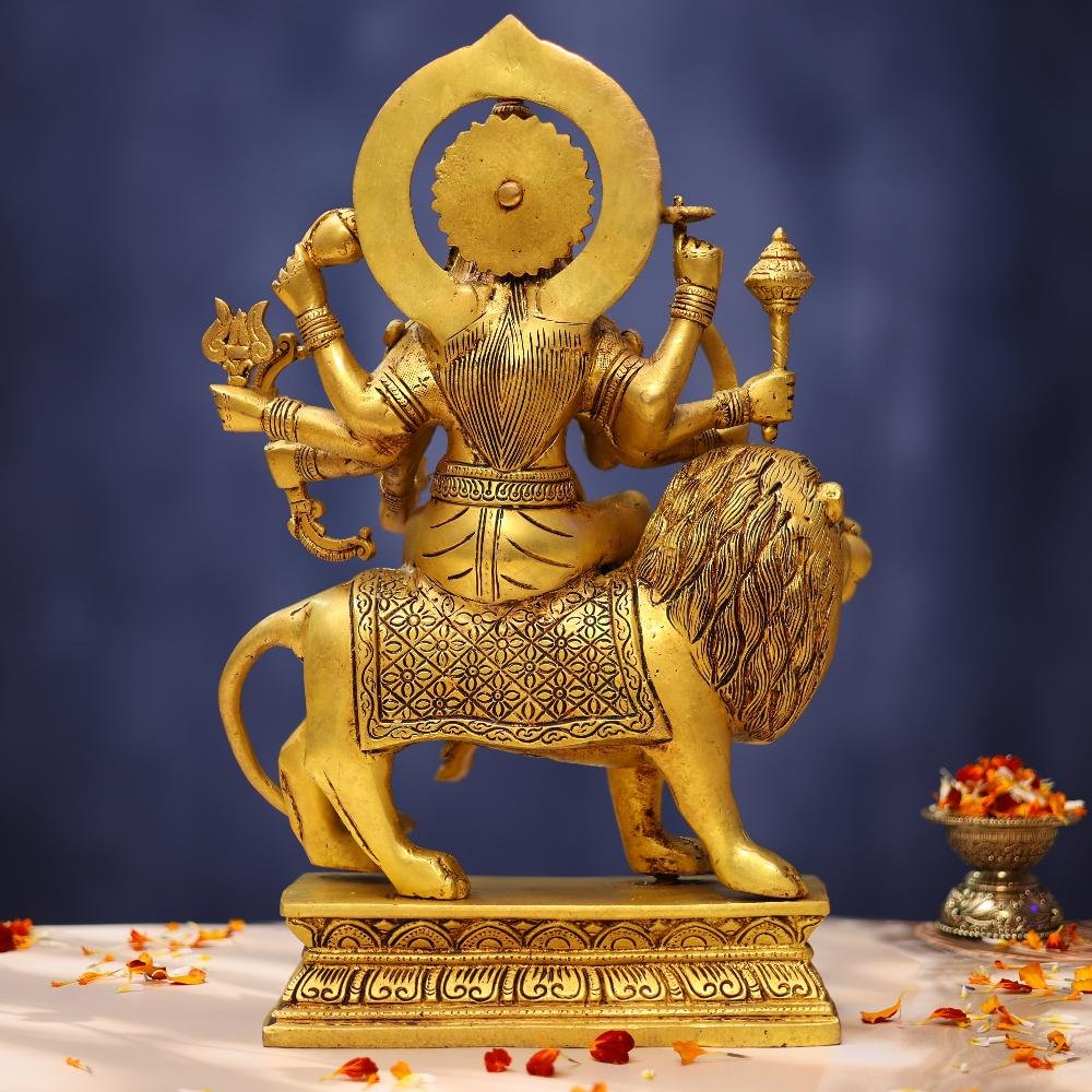 BRASS DURGA IDOL 14.3 INCHES BEAUTIFUL STATUE