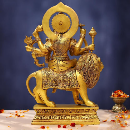 BRASS DURGA IDOL 14.3 INCHES BEAUTIFUL STATUE