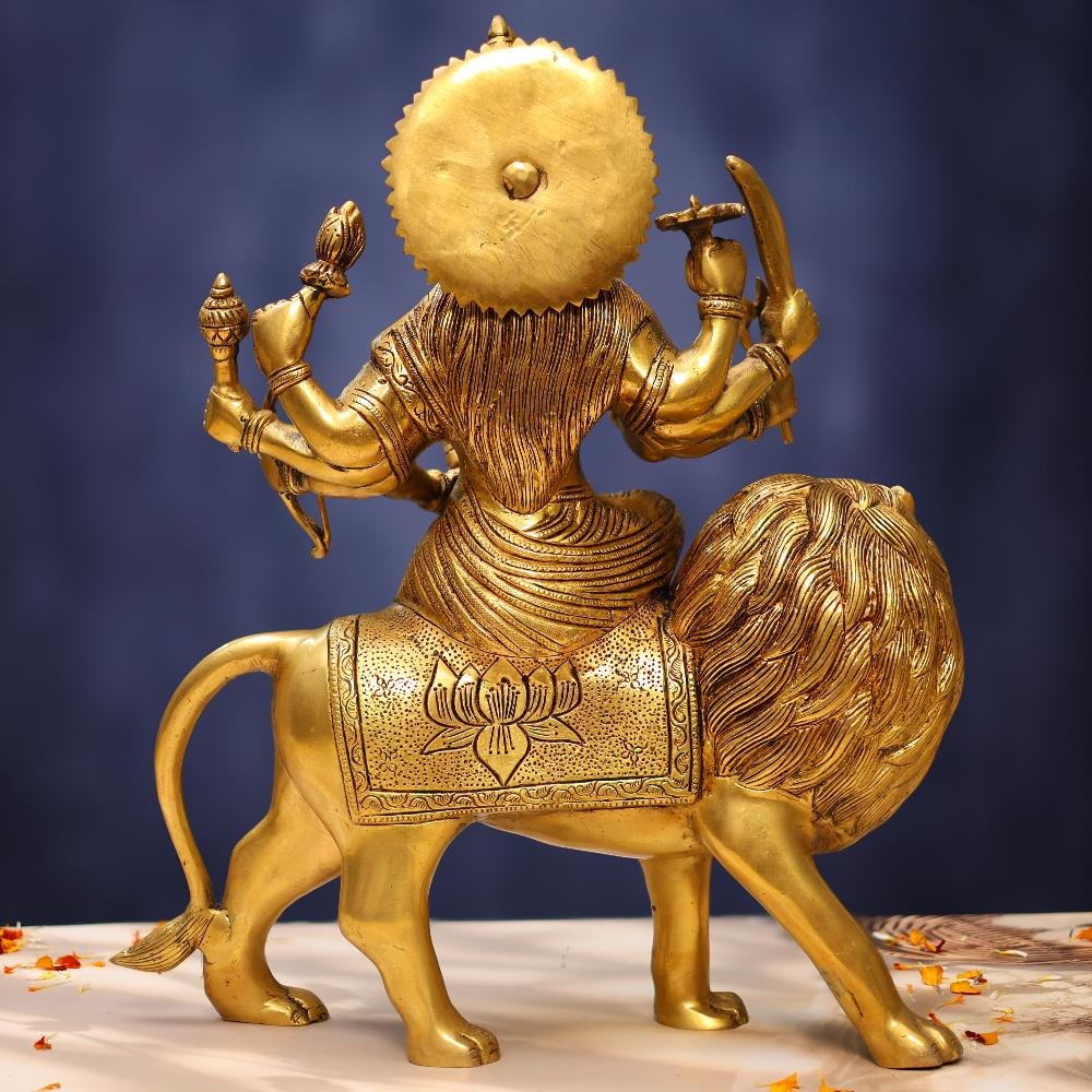 BRASS DURGA IDOL 16.7 INCHES BEAUTIFUL HINDU GODDESS STATUE FOR DECOR