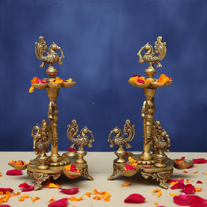 BRASS DEEPAK SET 11.5 INCHES FOR HOME AND DECOR