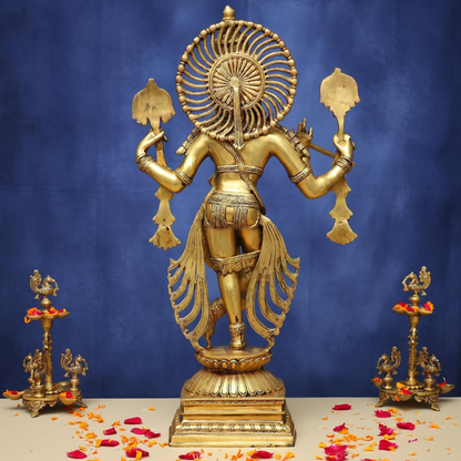 BRASS LORD KRISHNA IDOL 31 INCHES