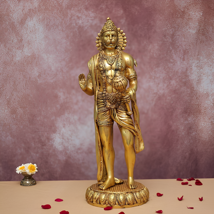 BRASS STANDING HANUMAN IDOL 22.5 INCHES