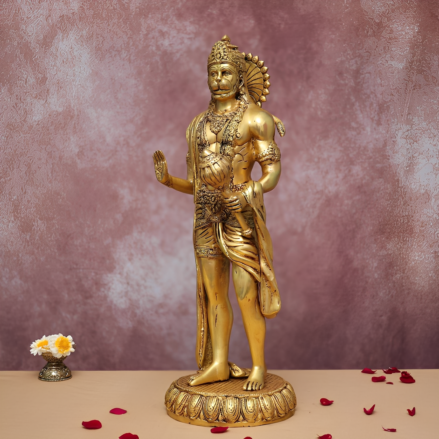 BRASS STANDING HANUMAN IDOL 22.5 INCHES