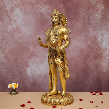 BRASS STANDING HANUMAN IDOL 22.5 INCHES