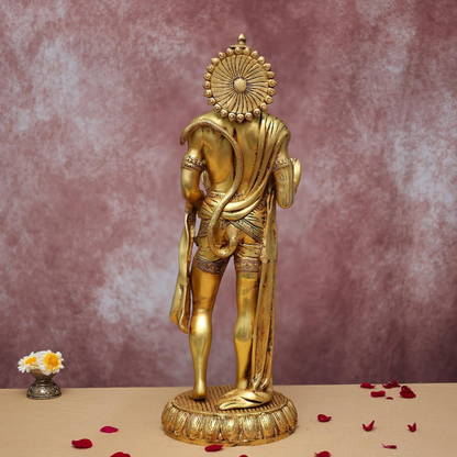 BRASS STANDING HANUMAN IDOL 22.5 INCHES