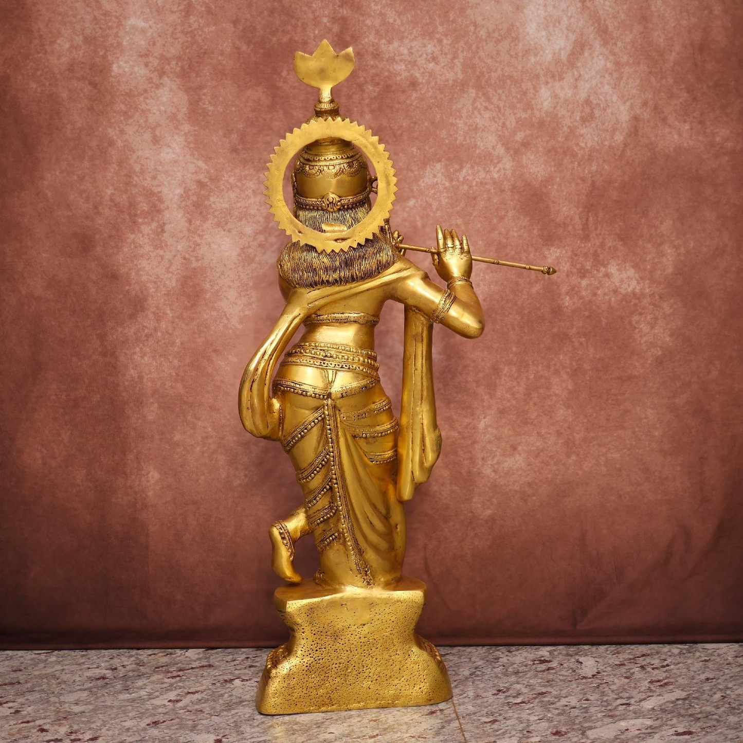 BRASS LORD KRISHNA IDOL 37 INCHES