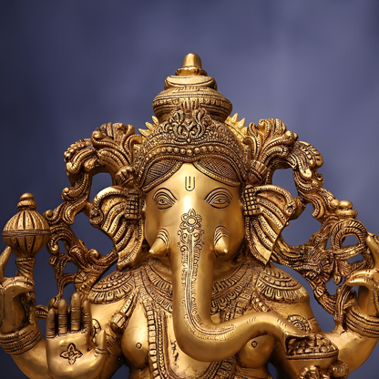 Brassaura® Lord Ganesha Brass Idol Decorative Murti | Pure Brass | Height 24 Inches & Weight 39.5 kgs