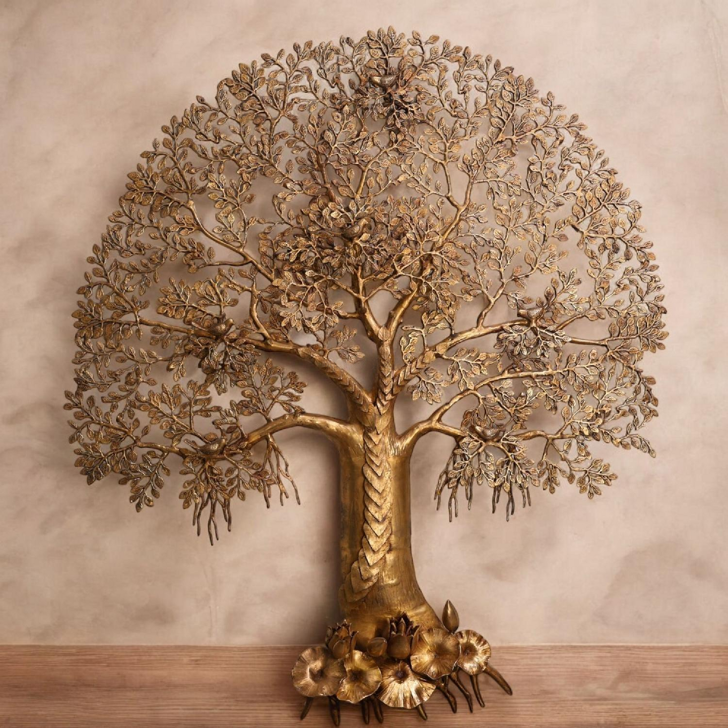 LARGE BRASS BODHI TREE WALL DECORE HEIGHT 62 INCHES