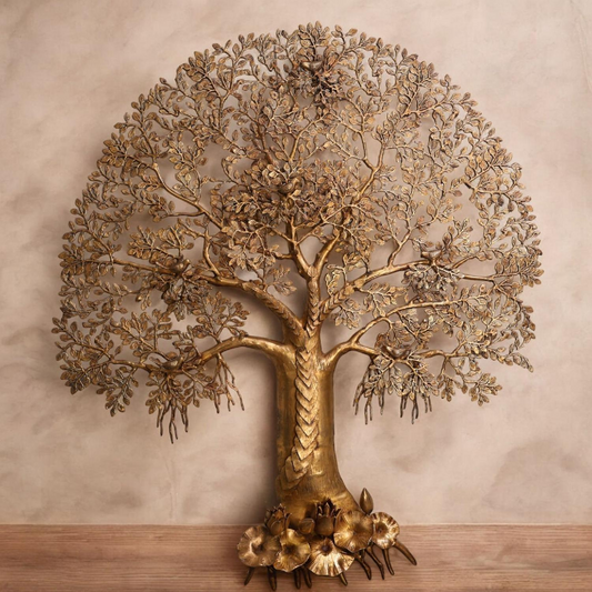 LARGE BRASS BODHI TREE WALL DECORE HEIGHT 62 INCHES