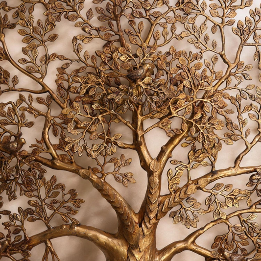 LARGE BRASS BODHI TREE WALL DECORE HEIGHT 62 INCHES