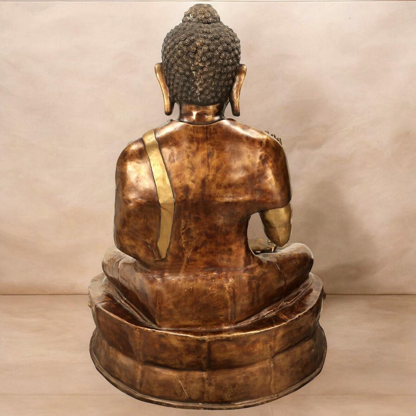 67 इंच की हस्तनिर्मित बुद्ध वितर्क मुद्रा पीतल की प्रतिमा