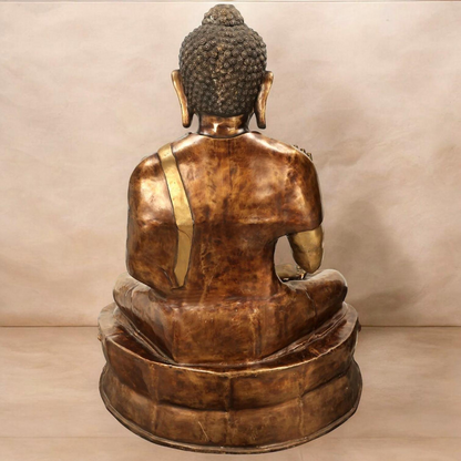 67 इंच की हस्तनिर्मित बुद्ध वितर्क मुद्रा पीतल की प्रतिमा