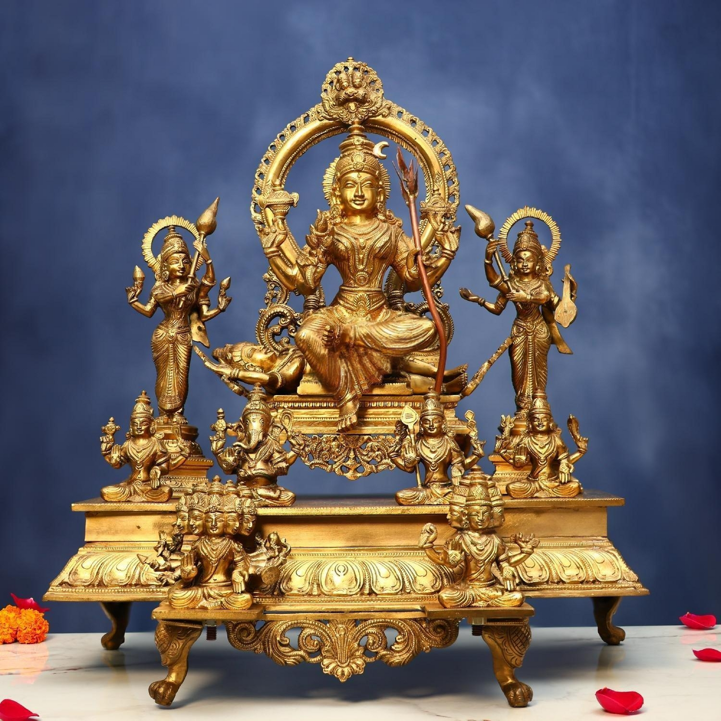 Brassaura® Brass Lalita Devi Tripura Sundari Darbar Idol | 23 Inches | 36 Kg | Hindu Goddess Statue for Home Temple, Puja Room & Spiritual Décor