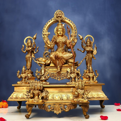 Brassaura® Brass Lalita Devi Tripura Sundari Darbar Idol | 23 Inches | 36 Kg | Hindu Goddess Statue for Home Temple, Puja Room & Spiritual Décor
