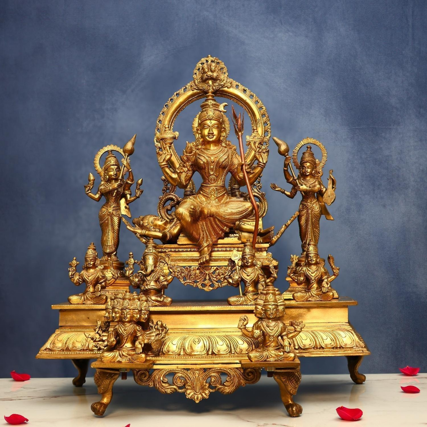 Brassaura® Brass Lalita Devi Tripura Sundari Darbar Idol | 23 Inches | 36 Kg | Hindu Goddess Statue for Home Temple, Puja Room & Spiritual Décor