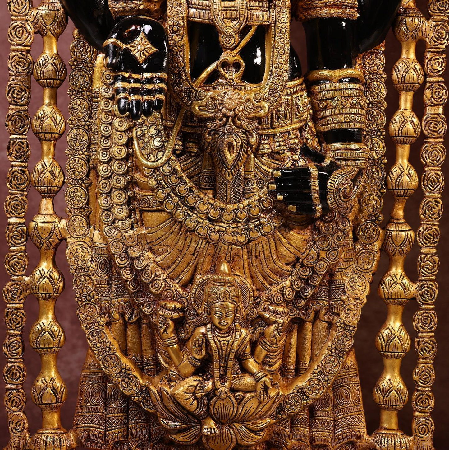 Brassaura® Tirupati Balaji Standing Idol with Black Colour Finish | Pure Superfine Brass Handcrafted Murti | Brass Statue for Home Temple, Pooja Room | Height 58 Inches | Weight 59 Kgs