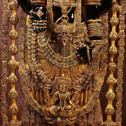 Brassaura® Tirupati Balaji Standing Idol with Black Colour Finish | Pure Superfine Brass Handcrafted Murti | Brass Statue for Home Temple, Pooja Room | Height 58 Inches | Weight 59 Kgs