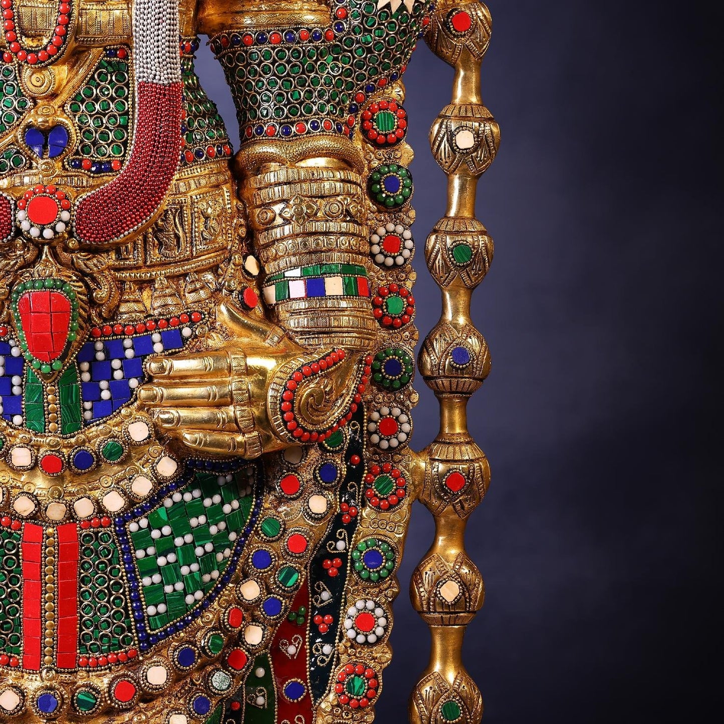 Brassaura® Venkateswara Swamy Standing Idol with Colourful Stone Finish | Pure Superfine Brass Handcrafted Murti | Brass Statue for Home Temple, Pooja Room | Height 48 Inches | Weight 49 Kgs