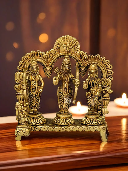 Brassaura™ Brass Ram Darbar Idol – Height 5 Inches & Weight 0.87 Kgs | Graceful Depiction of Lord Ram Parivar in Brass