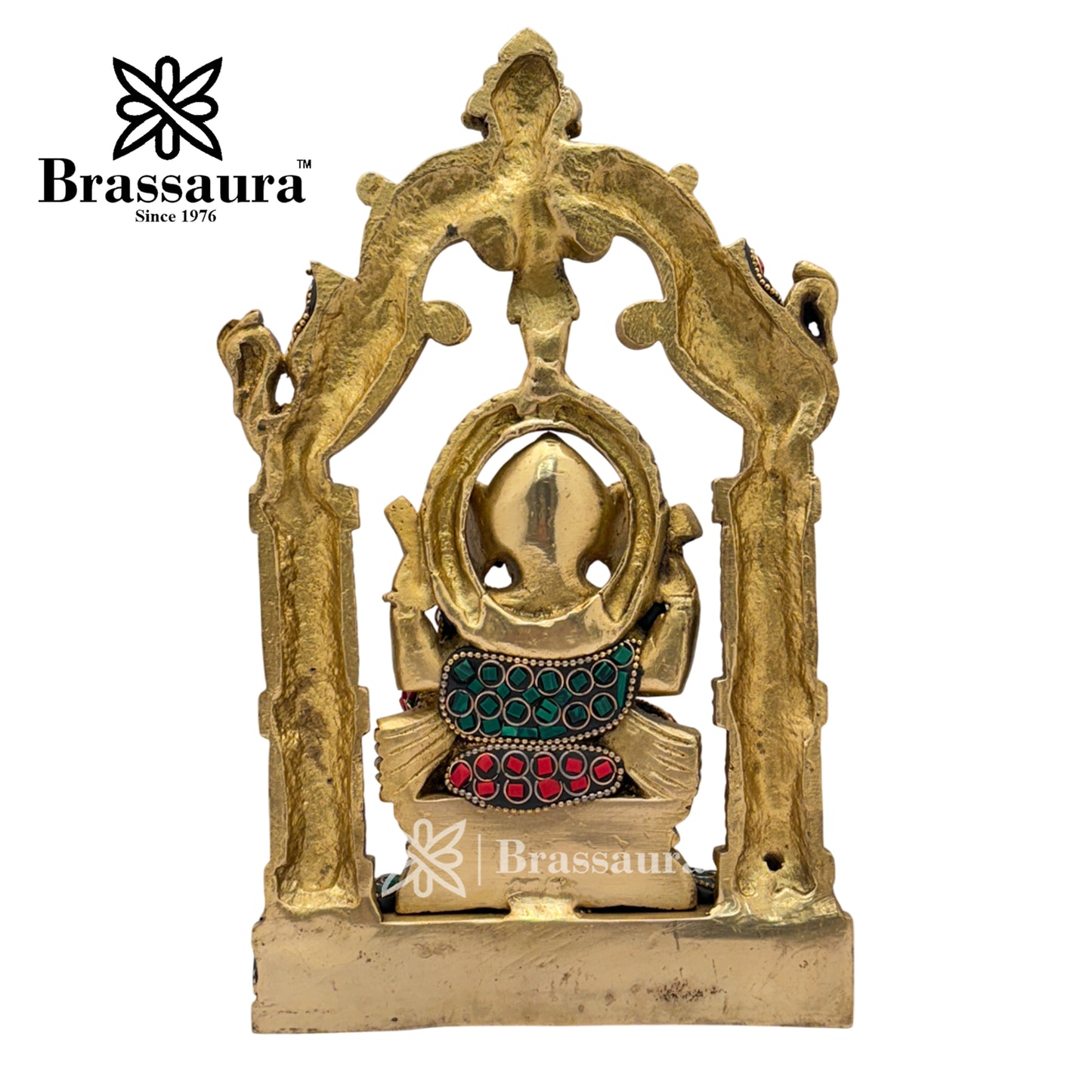 Brass Gem Stone Work Ganesha Idol for Home and Decor Weight 2.5 Kg Height 25 cm