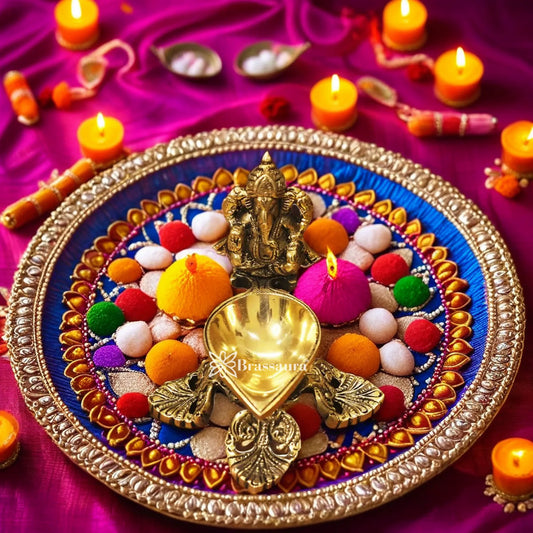 Brass Ganesha Diya Statue Weight .6 Kg And Height 4.5 Inch
