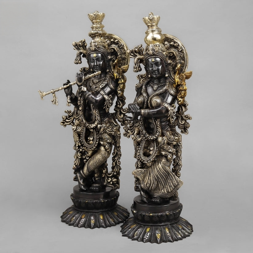 Brass Radha Krishna Statue Black finish 22.5” Inches