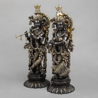 Brass Radha Krishna Statue Black finish 22.5” Inches