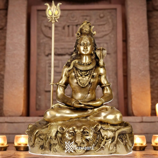 Brassaura™ Brass Shiva Statue – Height 31 Inches & Weight 40 Kgs | Hindu Idol for Worship & Décor