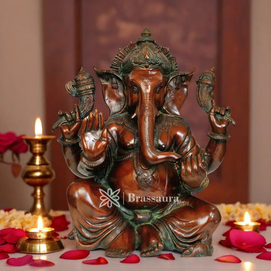 Brass Ganesha Statue For Home Decor And Gift Item Weight 20 Kg And Height 18.5 Inch
