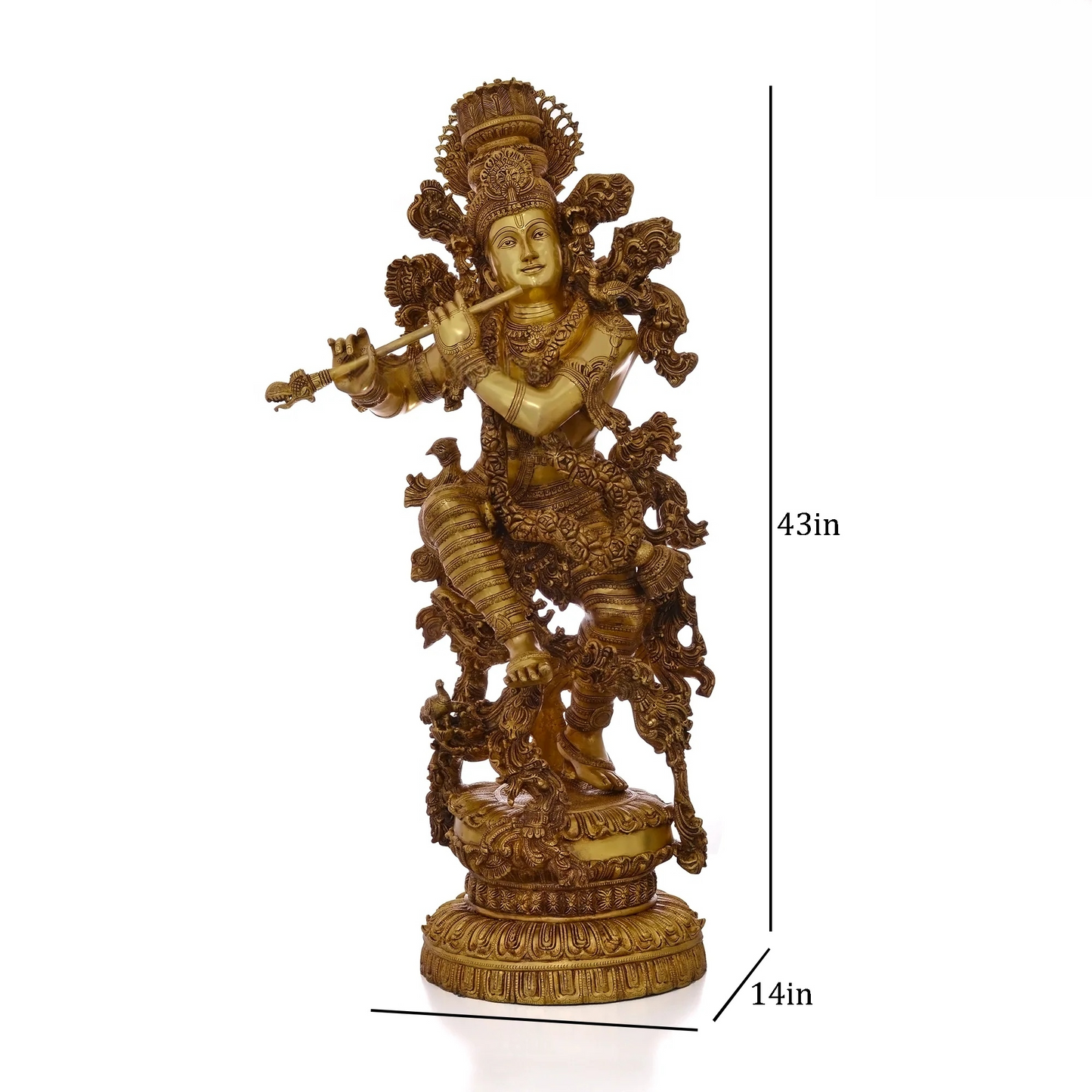 Brassaura® Brass Krishna Idol for Home Temple | Height 43 Inches